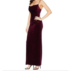 Laundry by Shelli Segal Womens Cowl-Neck Ruched Velvet Gown Slip Dress - 4